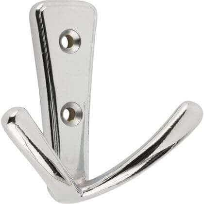 Decohooks Two Prong Robe Hook, Polished Chrome