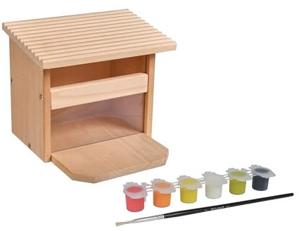 Eichhorn - Outdoor Futterhaus - Eichhörnchen Futterhaus zum Zusammenbauen und Bemalen, inkl. Pinsel und Farbe, aus Lindenholz, für Kinder ab 6 Jahren geeignet 100004586