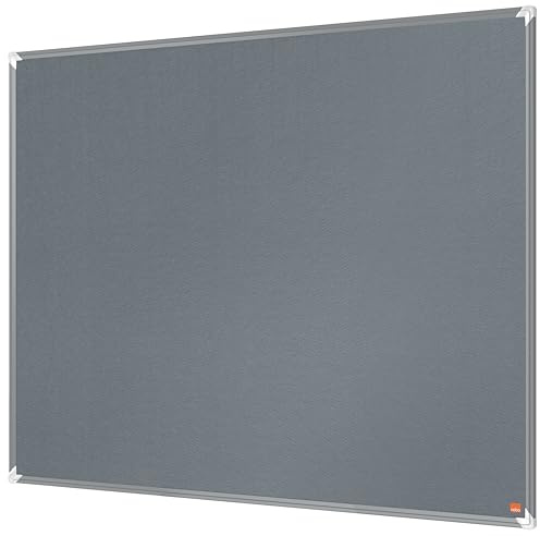 Nobo Filz-Notiztafel, 90 x 120 cm, Aluminiumrahmen, Traditionelle Eckmontage, Premium Plus, Grau, 1915196