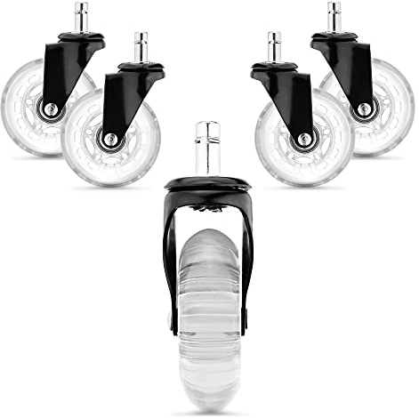 kwmobile Bürostuhl Rollen 5er Set - Hartbodenrollen für Schreibtischstuhl 10mm x 22mm - Stuhlrollen Parkett Bodenschutzrollen - transparent