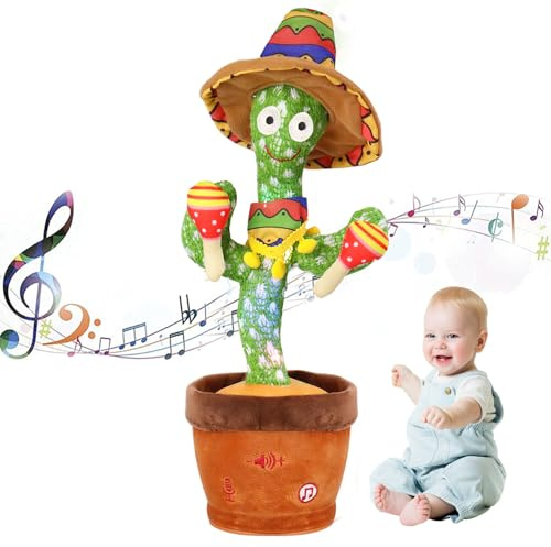 seOSTO Volume Adjustable Singing Dancing Cactus Toy Repeat What You Say | Talking Cactus Toy Tummy Time Repeating Toys for Baby Toddler Encourage Speech for Kids Boys Girls Gifts