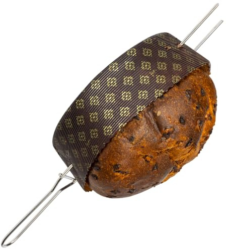 FAH - Spillone per Panettone, Colomba e altri Lievitati fino a 1 kg (Lunghezza 40 cm), in Acciaio Inox, Facile da Usare, Forchetta per Panettone e Colomba con Tappi di Sicurezza