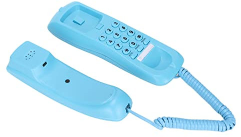 PUSOKEI Telefono con Filo, Telefoni di Rete Fissa per la Casa, Linea Fissa Cablata a Parete, Telefono a Linea Singola con Funzione di Ricomposizione di Pausa Silenziosa, 7,9x2,4x2,2 Pollici(Blu)