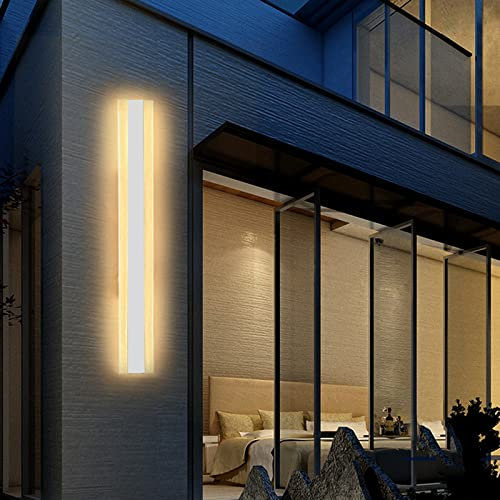 VOMI Lichtleiste LED Wandlampe Innen Außen Weiß Lange Metall Wandleuchte Wasserdicht IP65 Up Down Warmweiß 3000K Wandbeleuchtung Spiegelleuchte Badlampe Badzimmer Schlafzimmer Wohnzimmer Treppen,100cm
