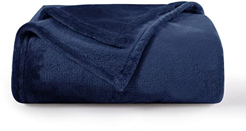 Aisbo Plaid Coperta Pile Singolo - Coperta Calda Invernale per Divano e Letto Singolo 130x150 cm Pile di Flanella Morbida Blu Navy, Fleece Blanket for Sofa and Couch