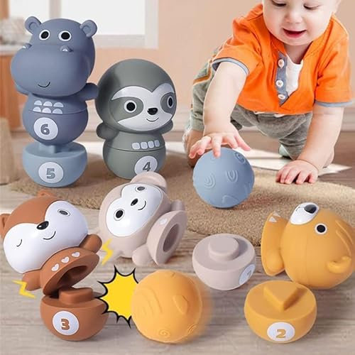 JIAMIAN Bowling Set Kinder, Bowling Set Outdoor Spiele, mit 6 Kegel und 2 Bälle, Pädagogisches Lern-Spielzeug für Drinnen & Draußen Schaumstoff