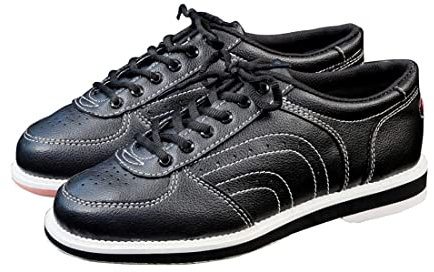 Womens Bowl Shoes Indoor Walking Shoes Breathable Leather Bowling Shoes Lightweight Bowl Gym Sneakers,Black,6 UK