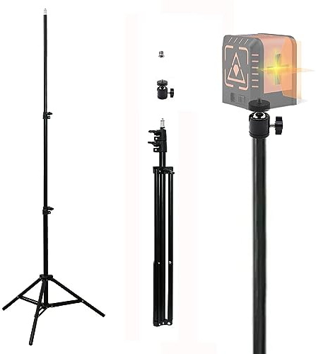 TronicXL 210cm Stativ Ständer für Laser Baustativ Nivelliergerät Tripod 1/4 3/8 kompatibel mit Bosch Huepar Tacklife Kugelkopf