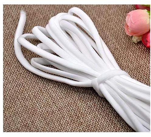 PWHUYJLEY 5M Gummiband Rund, 3mm 5mm Rundgummi, Nähen Elastisches Gummibänder für DIY Schmuck Kleidung Nähzubehör (Weiß, 5m x 5mm)