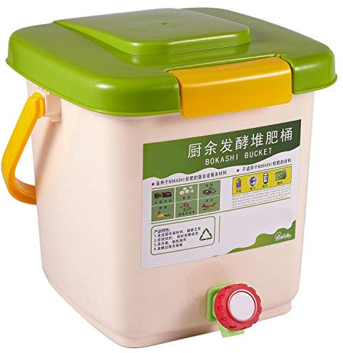 Puooifrty Cubo de basura de 12 l para reciclaje, compostador aireado, polipropileno, orgánico, hecho en casa, cubo de basura para cocina, jardín, alimentos