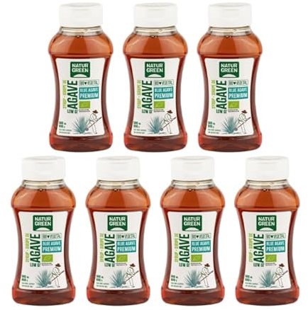 NaturGreen - Sirope Agave Bio, Endulzante Ecológico, Bajo Índice Glucémico, Apto para Ser Consumido Directamente - Pack 7 Unidades de 500ml/690g