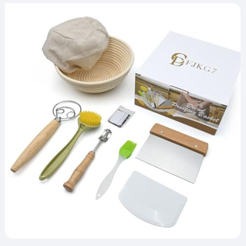 Beginner Sourdough Starter Kit w/ 9 Round Banneton Bread Proofing Basket - Sourdough Starter Kit - Sourdough Starter Kit Beginners - Sour Dough Starter Kit - Sourdough Bread Kit