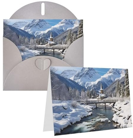 Grußkarte mit Umschlägen Blanko Grußkarten für alle Anlässe Winterlandschaft in den Bayerischen Alpen Blanko Notizkarte Jubiläumskarten Blanko Innenseite Hochzeitskarten für Brautduschen Hochzeiten