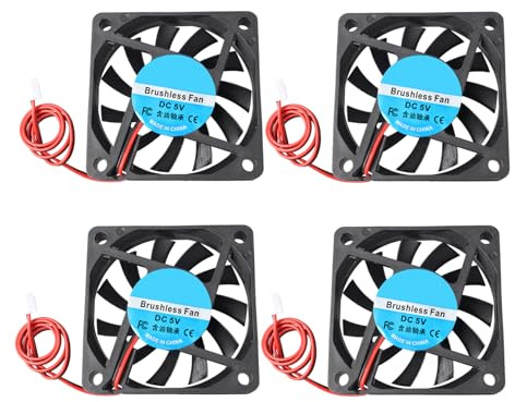 Jopto 4PCS Mini Brushless Silent Cooling Fan 60x60x10mm 6010 DC 5V Fan With 2 Pin Terminal Compatible With 3D Printer PC CPU Computer Cases For DIY With 30cm 11.81inch Cable