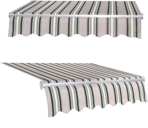 PTLYE Ersatz für Einziehbare Klemme Markise, Sonnenschutz-Überdachung für Markisen, Outdoor-wasserdichte Überdachung aus Polyester für Fenster tür Markt, Rahmen Nicht einges ch lossen-4x3m