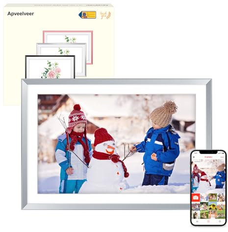 Digitaler Bilderrahmen 10.1 Zoll WLAN mit 32GB Speicher, Elektronischer Bilderrahmen mit 1280 * 800 IPS Touch Display, Fotos/Videos über Frameo APP Teilen, Geschenke für Mama Frauen Männer, Silber