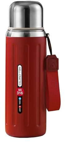 Thermosflasche, Trinkflasche Edelstahl 800ml, Thermobecher, Thermoskanne mit Teesieb, Vakuum Isolierte Flasche, Wasserflasche Metall, Auslaufsicher (Rot)