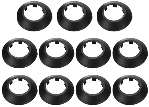 QUARKZMAN 11-teiliges Rohrabdeckungsdekor, 40 mm Flanschrohrabdeckungsdekor, PP-Kunststoff-Sanitärabdeckungsplatten, Wasserablaufrohrleitung, schwarz