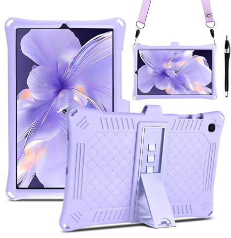 BENTOBEN for Samsung Galaxy Tab S6 Lite Tablet Case for Kids, Soft Silicone Heavy Duty Shockproof Protective Case with Stand Pen Holder Shoulder Strap for Samsung Tab S6 Lite 2024/2022/2020,Purple