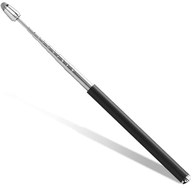 Puntero 2 en 1 y lápiz táctil para pantalla táctil, puntero telescópico para enseñanza, lápiz capacitivo extensible para presentaciones, conferencias, suministros de oficina escolar (negro)