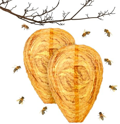 2 Pezzi Nido Di Vespe Resistente Alle Intemperie, Nido Di Vespe Finto,Finto Nido Artificiale Di Vespe,Adatto Per La Casa e Il Giardino All'Aperto