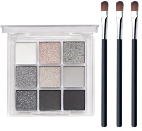 ZORVUJI Palette Ombretti Smoky, 9 Colori, Opaco Morbido e Brillante, Impermeabile, Alta Pigmentazione, Effetto Metallico, Gothic Eyeshadow, Con 3 Pennelli