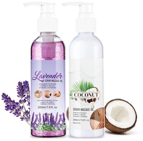 Körpermassageöl-Serum, Gelenkmassageöl-Serum, Lavendel & Kokosnuss Massageöl Gel-Textur Erfrischend Nicht-Fettend Feuchtigkeitsspendendes Körperöl-Serum für Männer & Frauen