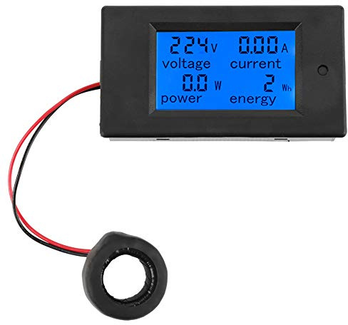 Segrehy Energiemessgerät Digital, PZEM-061 LCD Display für AC 80-260V + CT 100A Stromzähler mit Stromsensor, Spannungsmesser & Leistungsmesser Haushalt, Solaranlage, Werkstatt, Einfache Installation