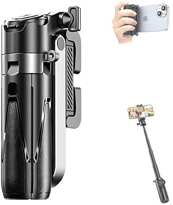 Mini Perche à Selfie Bluetooth, 3 en 1 Mini Trépied Extensible, Support pour Téléphone Portable, Smartphone Capgrip avec Télécommande, 2 Sabots Froids, pour Smartphone iPhone/Android (Noir)