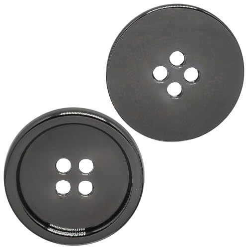 10pcs Black 4 Holes Round Metal Buttons,25mm(1inch) Dia, Flatback Sewing Buttons for Clothing Arts Crafts Decorations Sewing Accessories