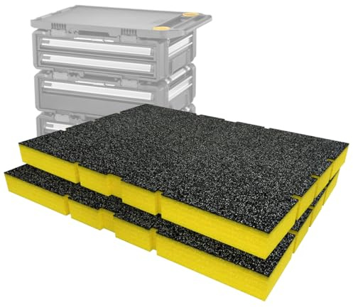 Shadow Foam Insert Pack Compatible with ToughSystem 2.0 DXL Drawer | Cut and Peel Foam for Toolbox Organisation (Yellow, 50mm)