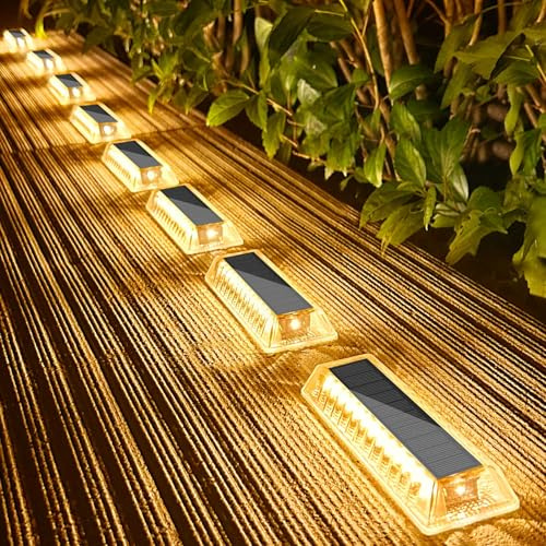 Lacasa Solar Bodenleuchten Aussen 8 Stück, Warmweiß Bodenleuchte Solar Außen Wasserdicht IP68, Auto ON/OFF Solarlampen für Außen Garten Terrasse