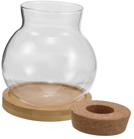 Abaodam 2 Sets Glass Terrarium Bowls with Bamboo Tray, Sturdy and Easy to Clean Hydroponic Vases for Fresh Flowers, for Home Decor and Office Desk Decoration