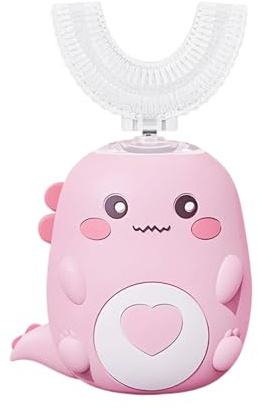 Horuili® Brosses à Dents électriques pour enfants, ultrasons 360° pour enfants de 2 à 12 ans, brosse en forme de U, avec 2 têtes interchangeables, minuterie de 60 secondes