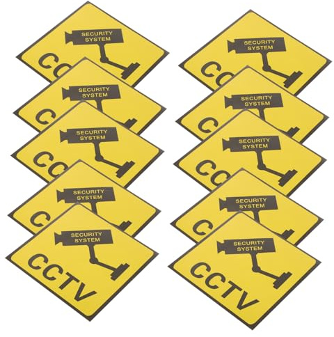 GRIRIW 10 pièces Lot de Autocollants Vidéosurveillance Adhésifs Cctv Panneaux Avertissement Sécurité pour Maison Bureau École Utilisation Polyvalente et Facile à Coller