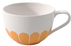 Villeroy & Boch – Fleur cappuccinokopp, 14,5 x 11 x 7 cm, orange, tål maskindisk och kan användas i mikrovågsugn, blominspirerad dekor, kaffekopp av premiumporslin