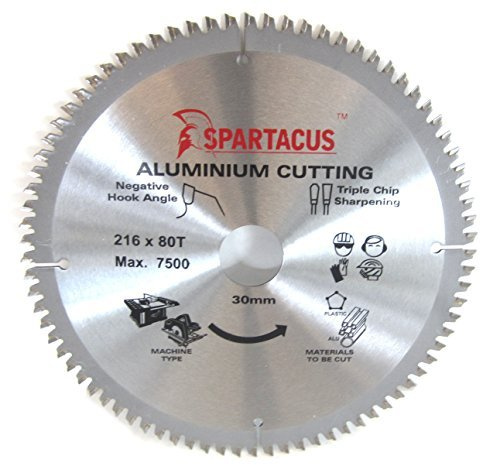 Spartacus 216mm Diameter x 80 Teeth x 30mm Bore Aluminium Cutting Circular Saw Blade Fits Dewalt DWS774 DCS777T2 DCS777
