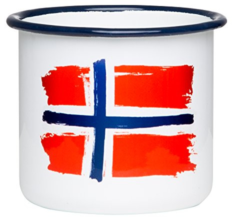 MUGSY, Emaille Tasse mit Norwegen Flagge, 330ml, Camping und Outdoor Ausrüstung, bruchfest