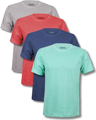 Kingsted Men's T-Shirts Pack - Royally Comfortable - Super Soft Cotton Blend - Short Sleeve Tagless Crewneck - Plain Colored Classic Tees (4 Pack, Favorites, Large)