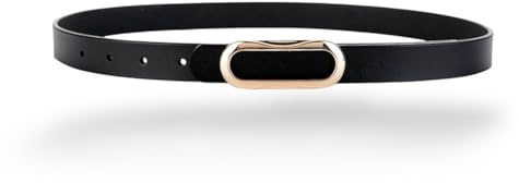 'Women's Belts Soft Genuine Leather Belts Width 0.80'' Waist Belt Gold Solid Color Rectangle Buckle Waistband For Pants, Jeans'