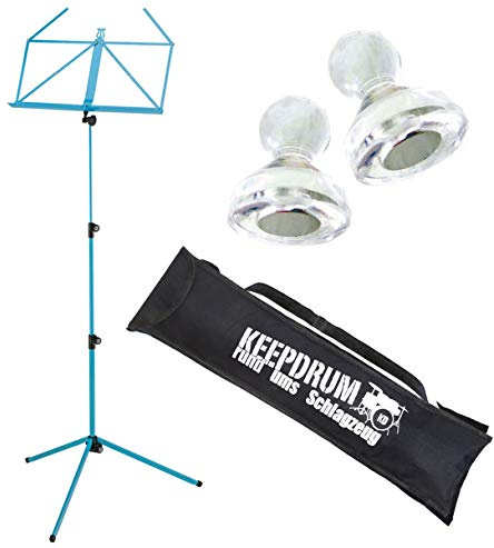 K&M 100/1 Notenständer Notenpult Meerblau + keepdrum Tasche + MG10 Magnete 10Stk