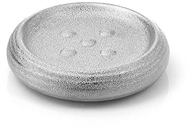 Gedy G-Astrid Portasapone Bagno Argento, Dimensioni 2,6 X 12 X 12 CM Peso 0,238 kg, Porta saponetta in Ceramica, Anni di Garanzia 2, Design R&S