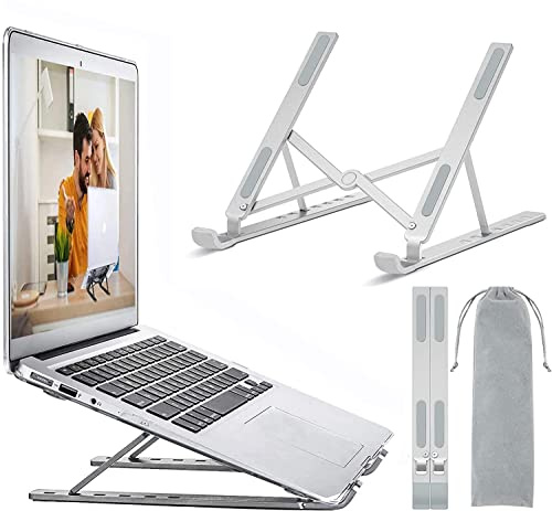 Laptop Ständer, Tragbarer Faltbar Höhenverstellbar Notebook Ständer, Kompatibel mit MacBook Pro Air, iPad, Lenovo, HP Alle 10-15.6 Zoll Tablet (Silber)