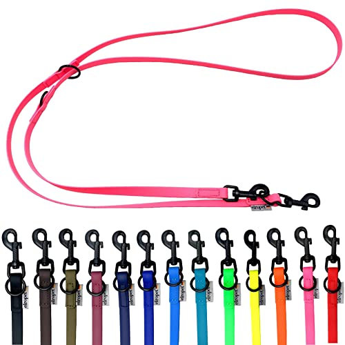 Biothane Hundeleine kleine Hunde/große Hunde verstellbar 2m / 2,40m / 2,80m / 3,50m / 5m schwarzer Haken (5m X 16mm, Neonpink)
