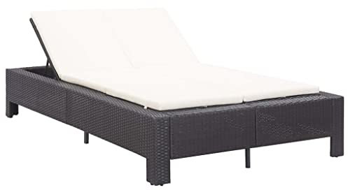 AOLIAO 2-Personen-Sonnenliege mit Auflage, Gartenliege, Liegestuhl, Sonnenstuhl, Sonneninsel Outdoor, Liegen, Gartenmöbel, Bäderliege, Relaxliege,Schwarz Poly Rattan