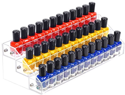 FFowcye 3-stöckiger Acryl Nagellack Organizer - Nagellackständer für 36 Flaschen, Aufbewahrung Nagellack Regal, Display für Tattoo Farben, ätherische Öle - Kosmetik Organizer und Sonnenbrillenhalter