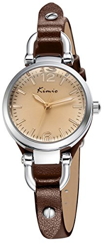 Alienwork Kimio Armbanduhr Damen Klein Schmal Leder-Armband