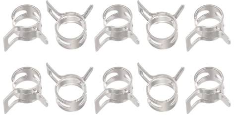 sourcing map 10pcs 7mm Spring Band Type Action Fuel/Silicone Vacuum Hose Pipe Clamp Low Pressure Air Clip Clamp, Nickel Plated
