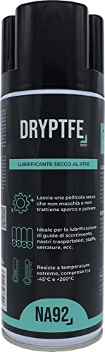 DRYPTFE PRO Lubrificante SECCO al PTFE Formula Speciale Anti-Attrito, Resiste ad Alte Temperature, 400 ML, NA92 PROfessionale (1 pezzo)