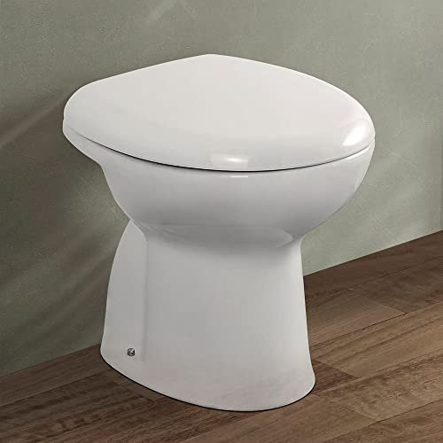 Inbagno Vaso WC a Terra Tradizionale, Scarico a Terra, Design Moderno in Ceramica Bianca, Serie Clara